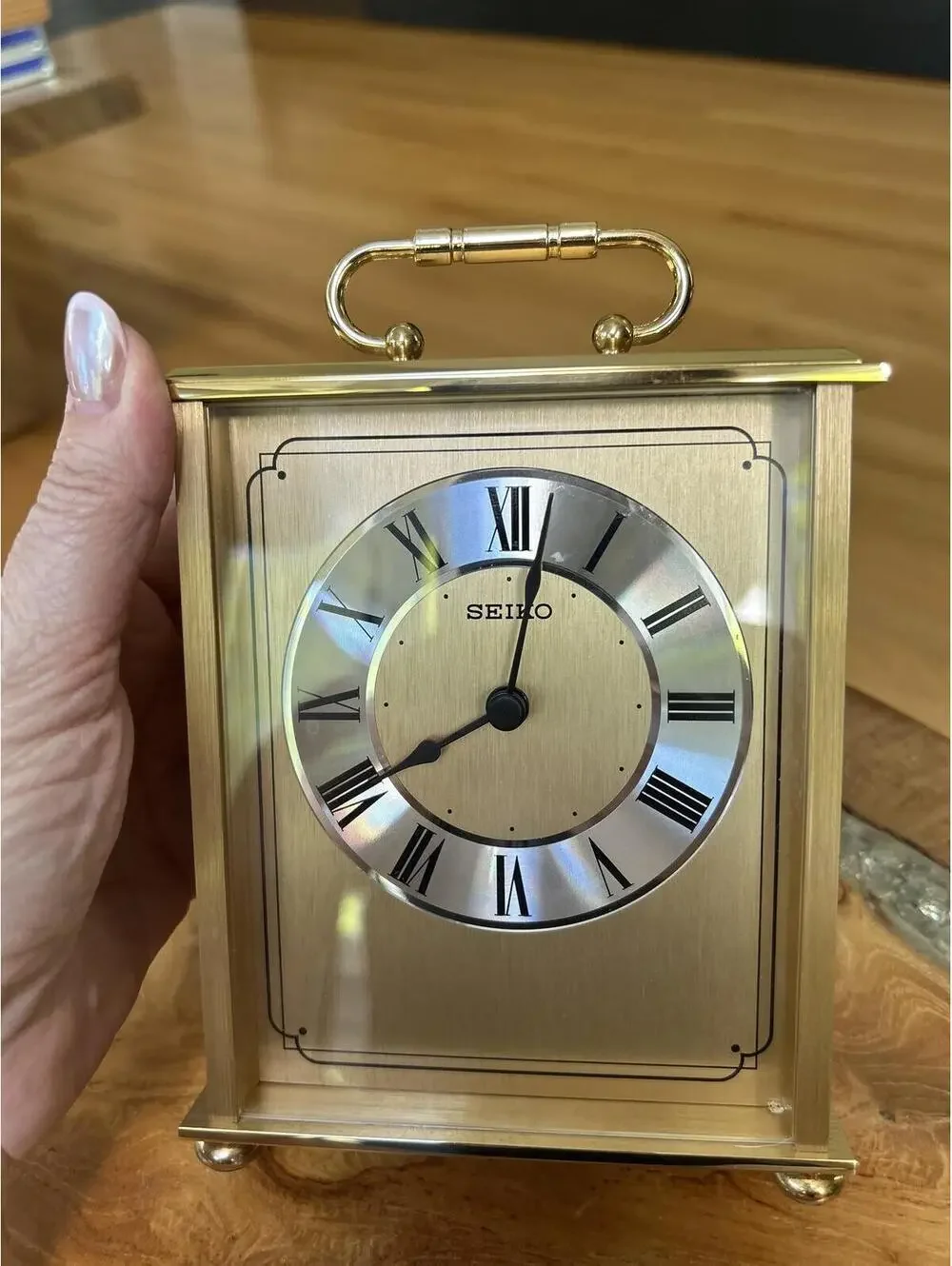 Vintage Seiko Brass Mantel Clock with Roman Numerals